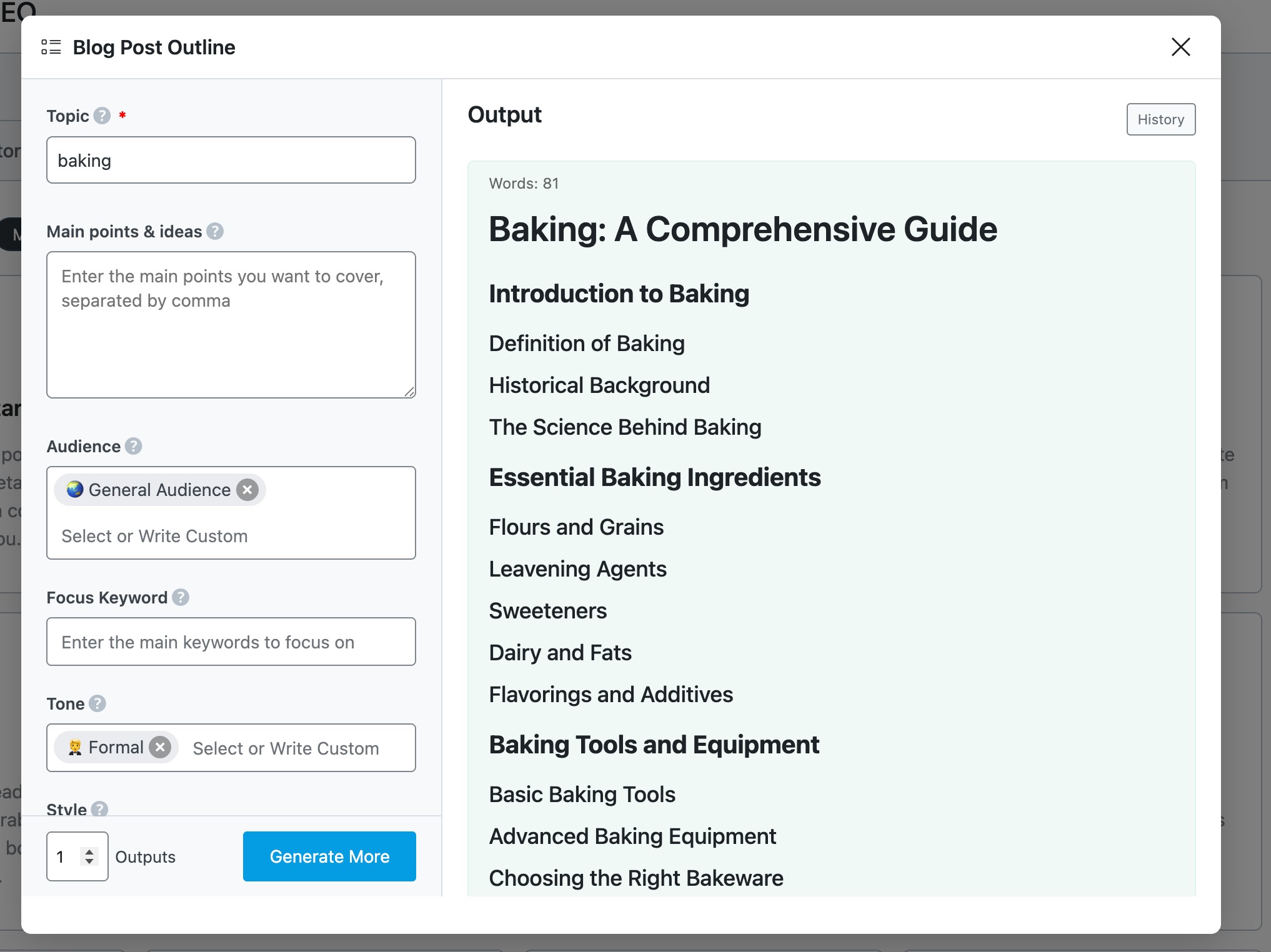 Blog Post Outline example in Rank Math