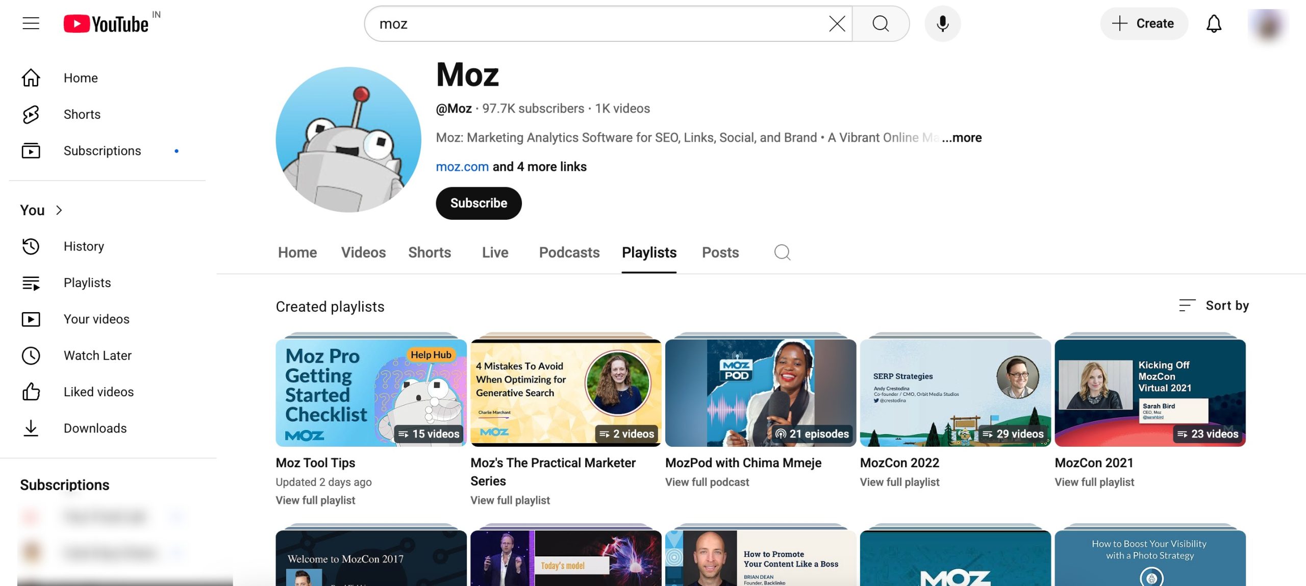 Moz YouTube Channel