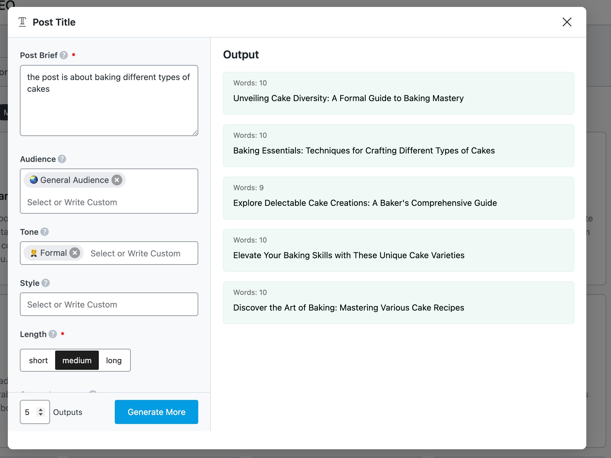 Rank Math's Post Title AI tool