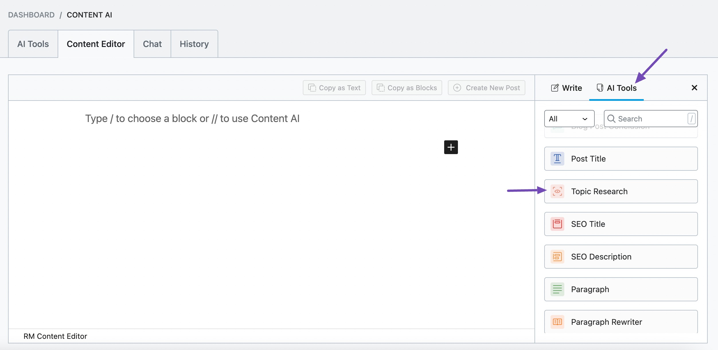 Topic Research AI tool