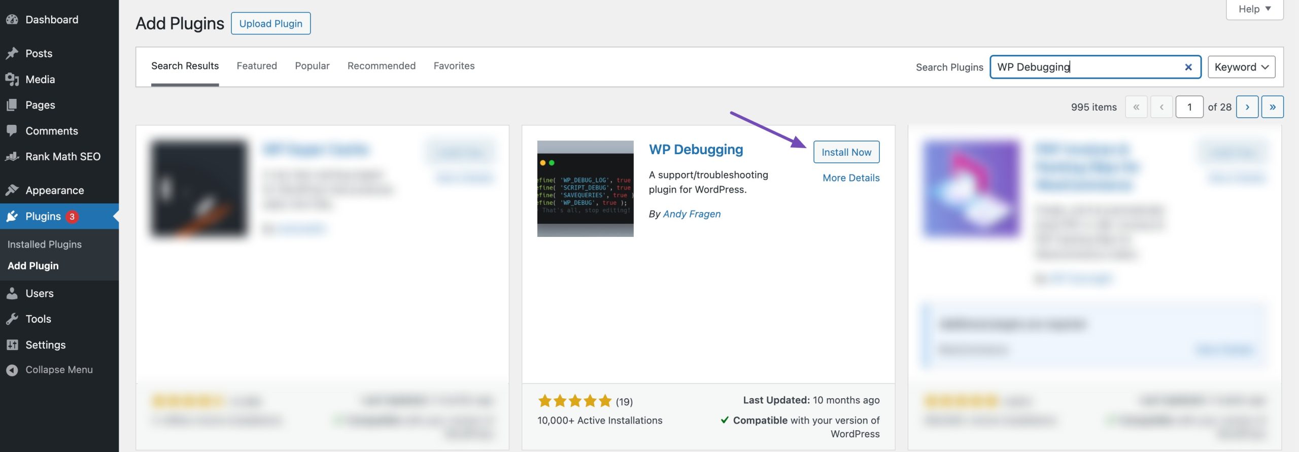 Install and activate WP Debugging plugin