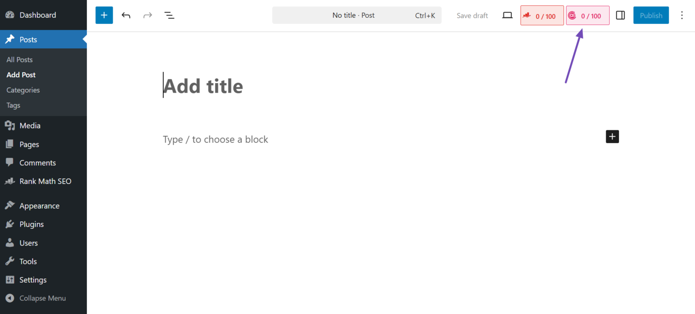 Click the Content AI icon in the WordPress post editor