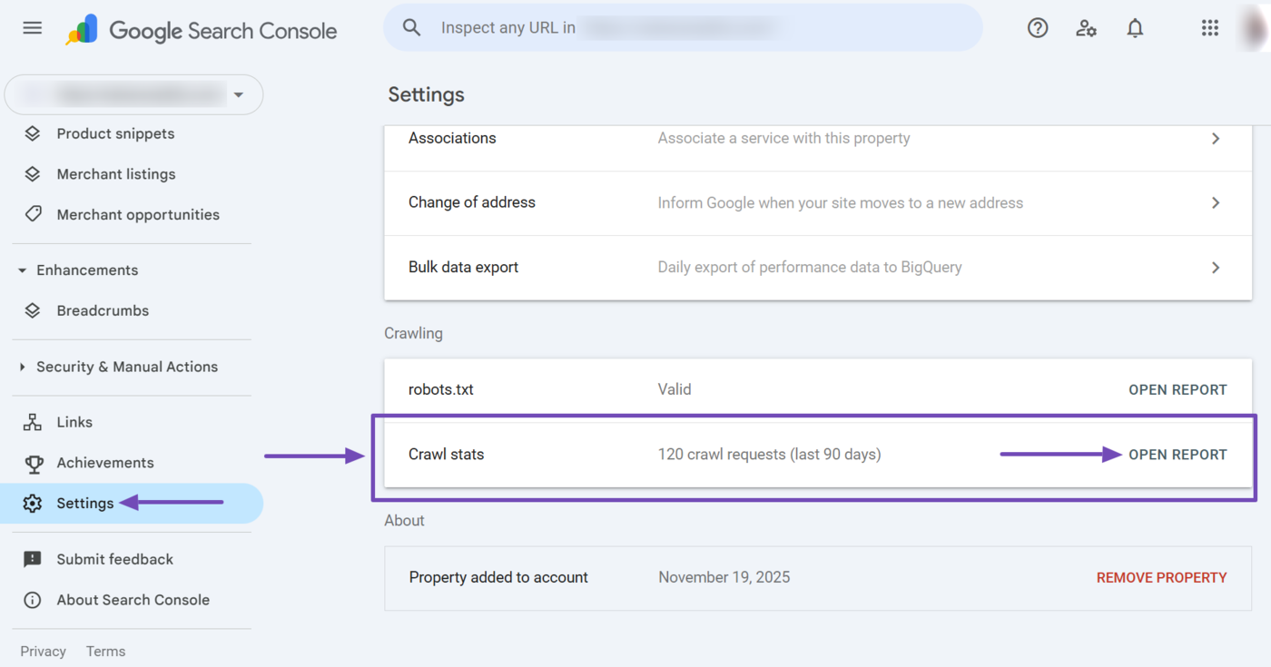 Head to the Crawl Stats report in Google Search Console