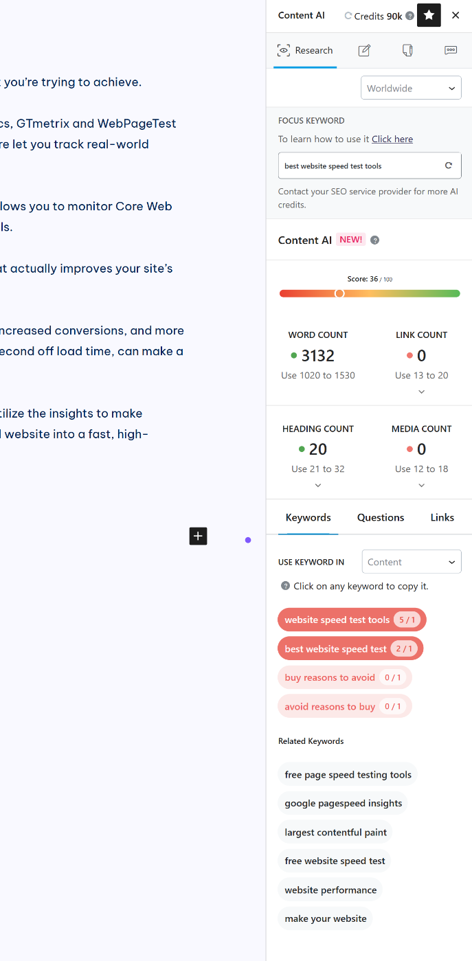 Optimize content with Content AI