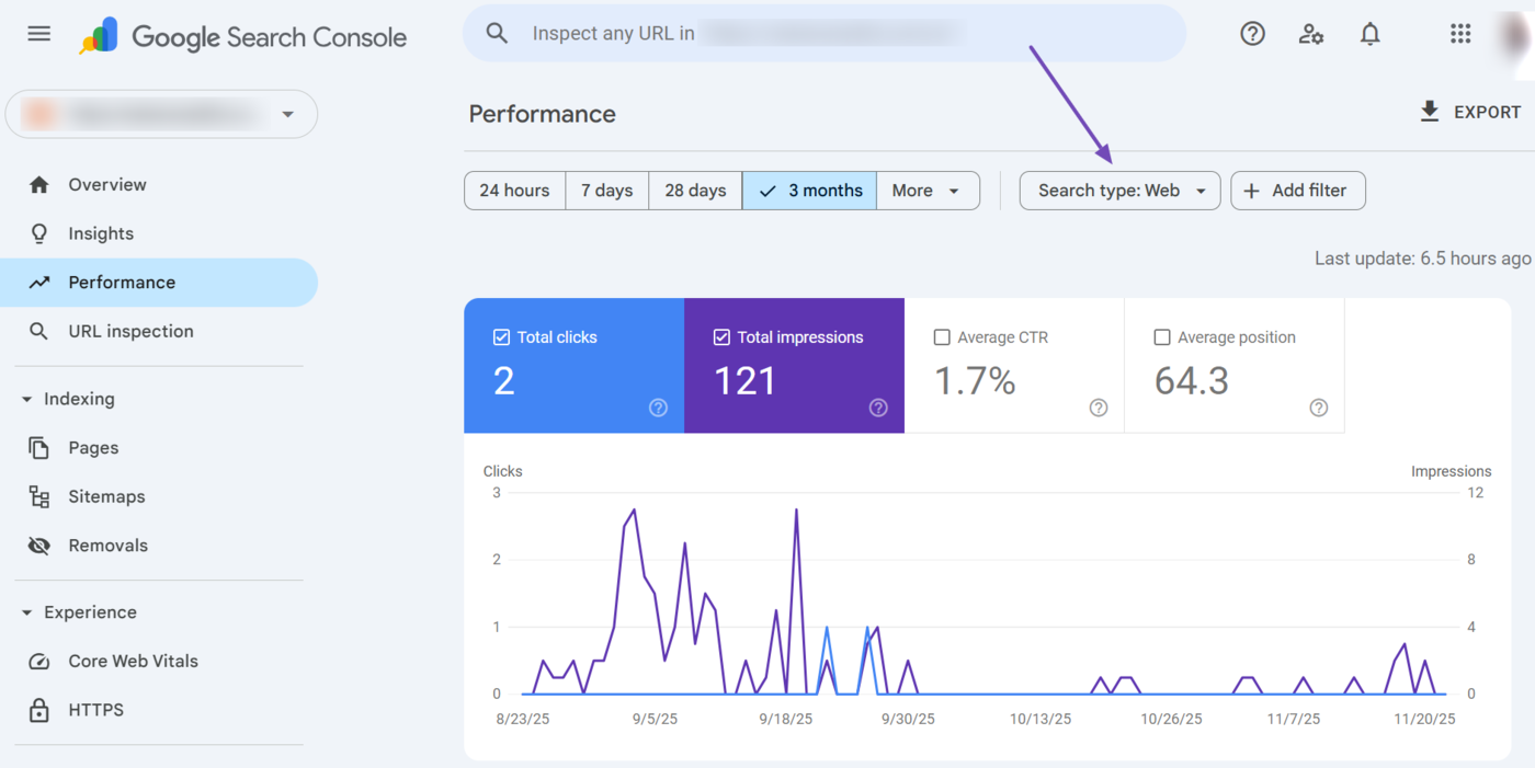 Overview of the Performance report search type button
