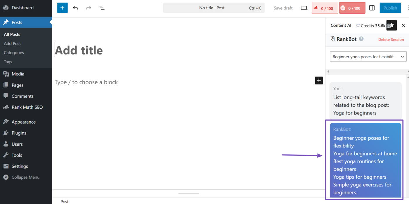 Sample output from RankBot