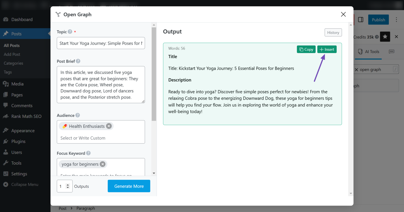 Sample output from the Open Graph AI tool