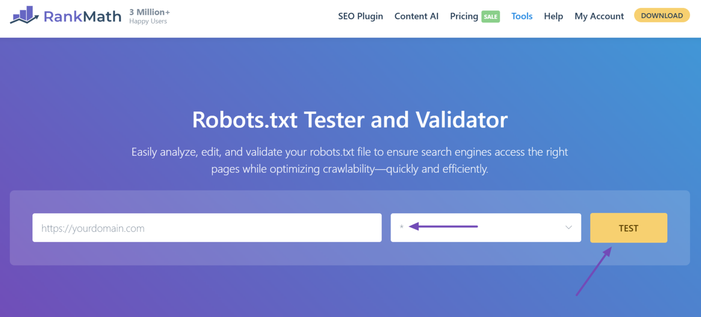 Select a user-agent to simulate and click Test