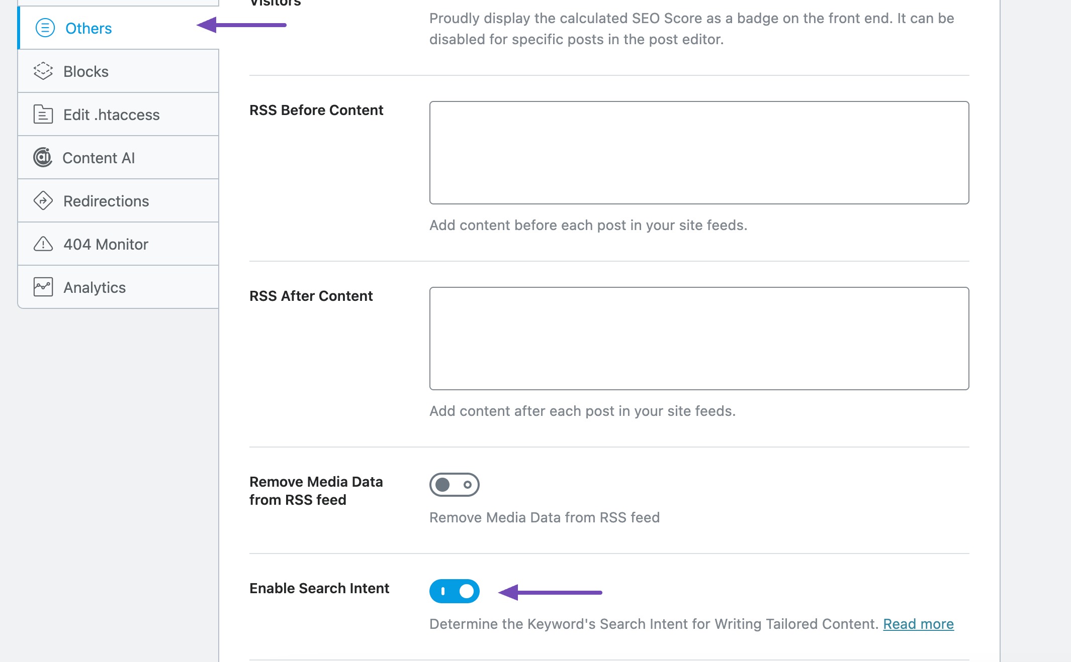 Enable Search Intent feature in Rank Math