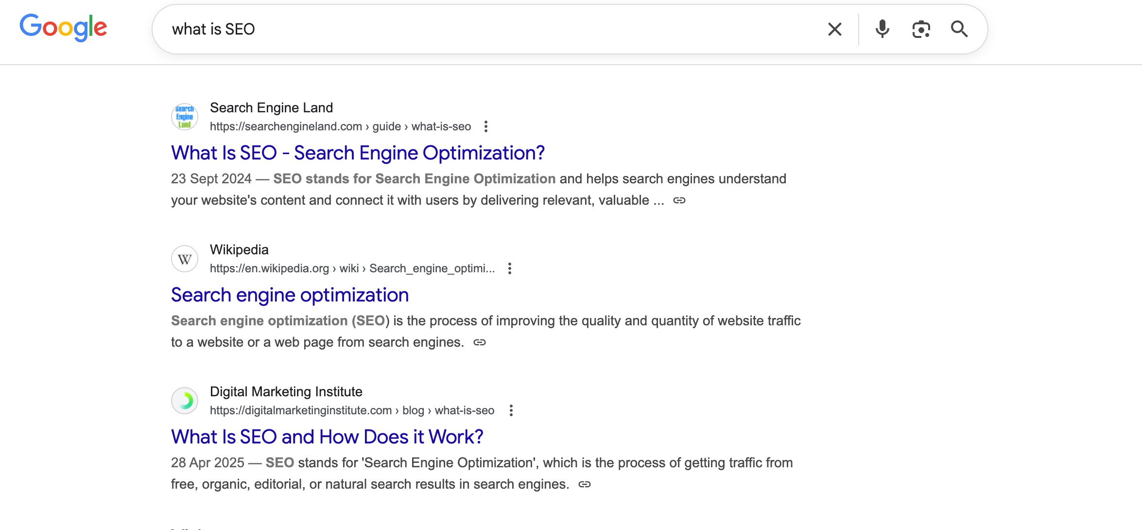 Informational search intent example