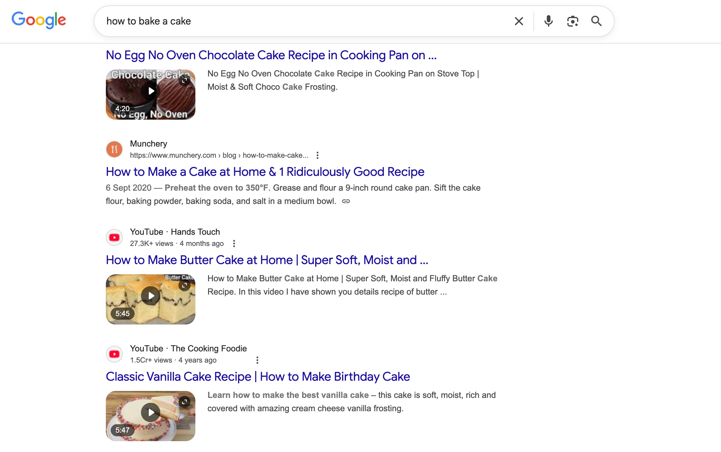 Search Intent example