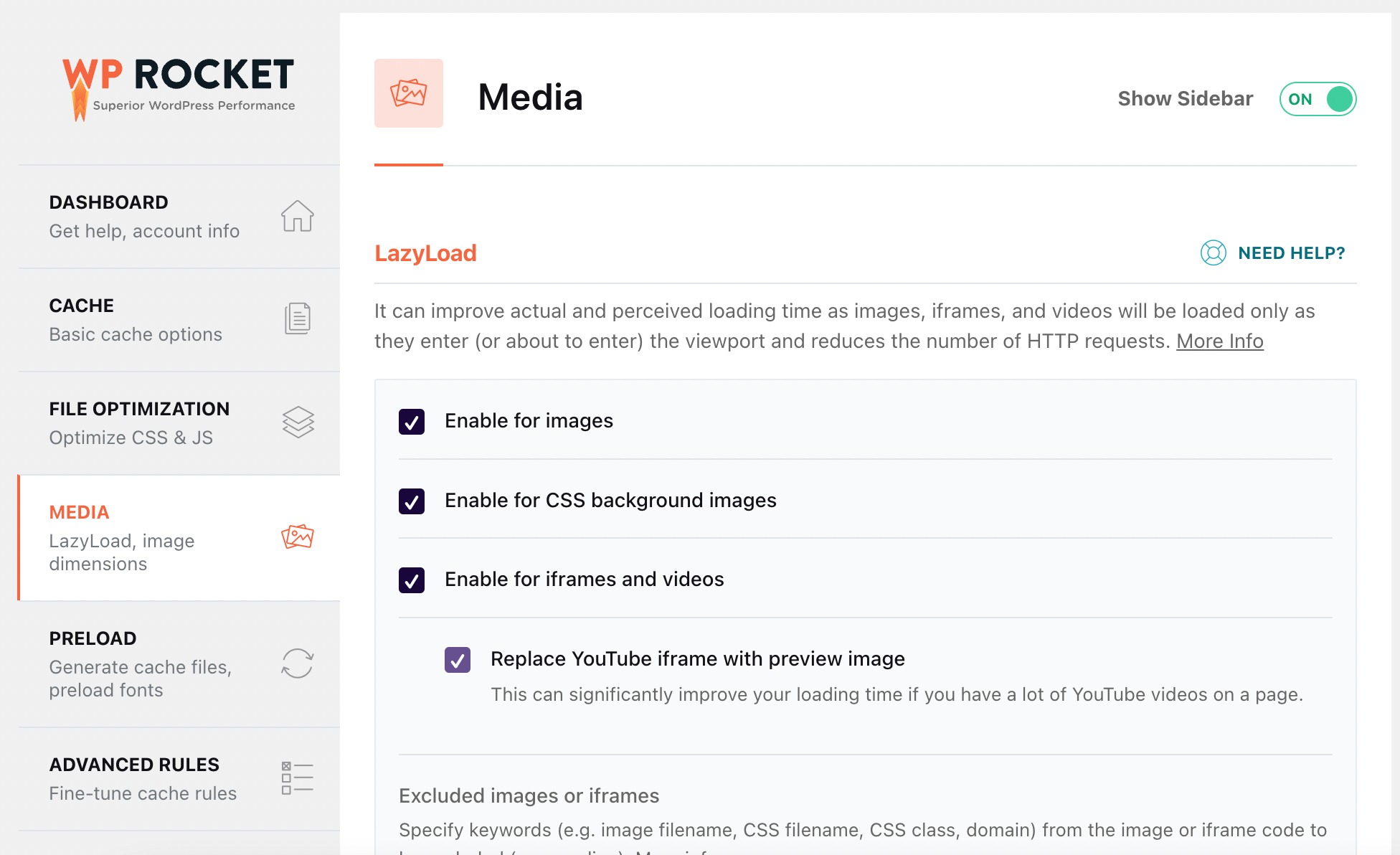Lazy load option in WP Rocket