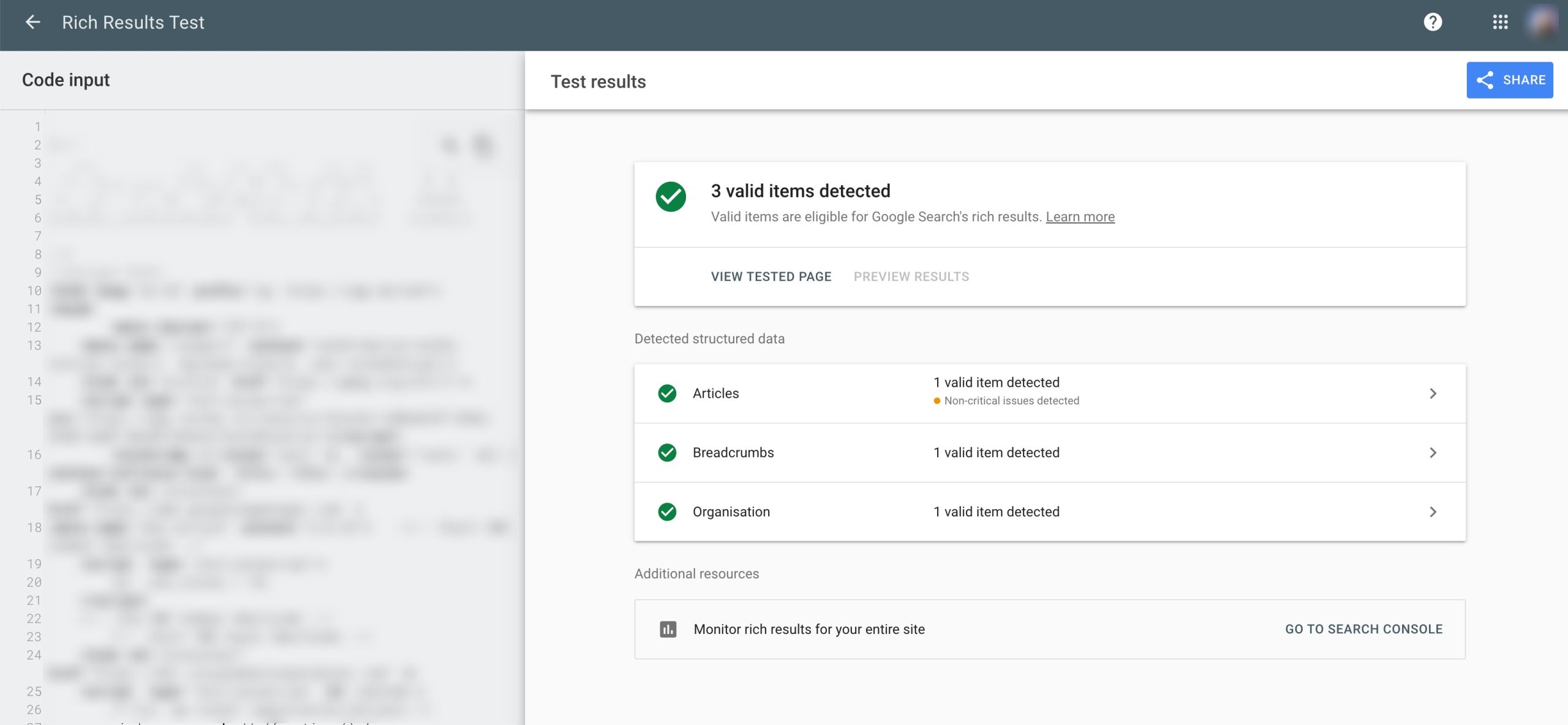 Google's Rich Results Test