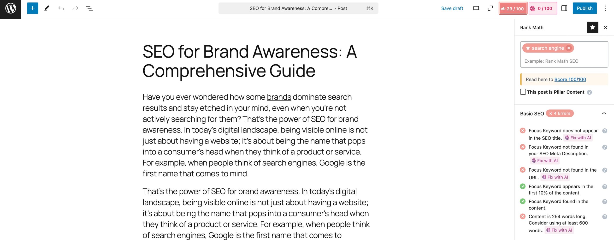 Rank Math SEO checkers