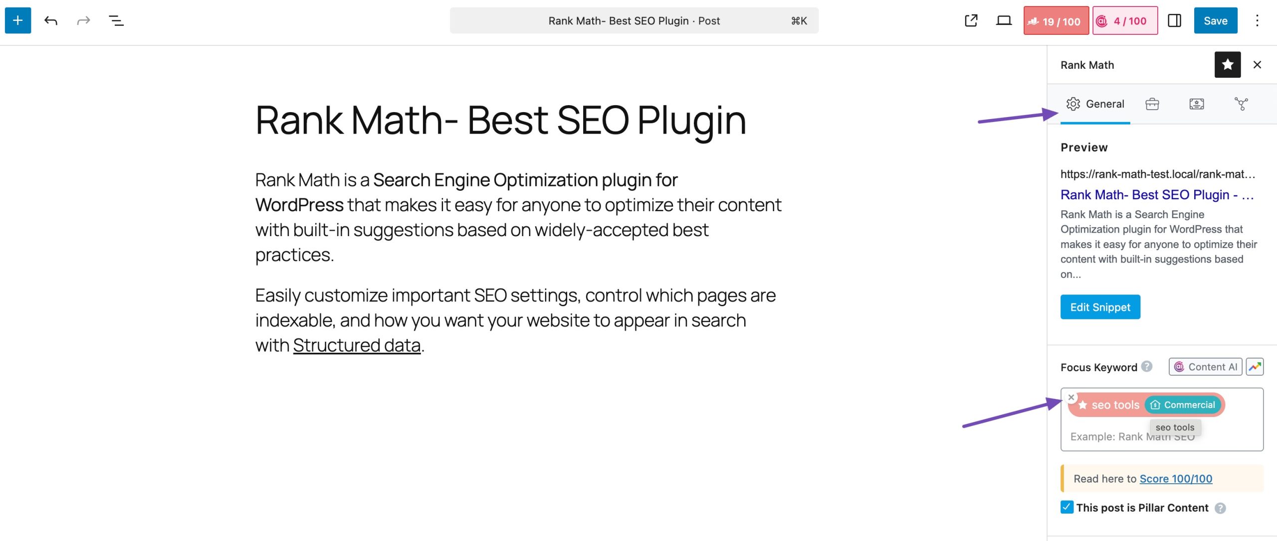 Search intent feature in Rank Math