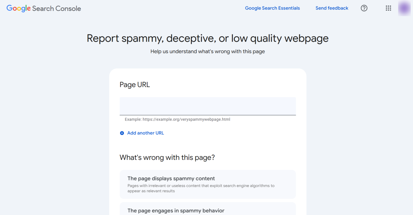 Overview of the Google Report spammy, deceptive, or low quality webpage tool