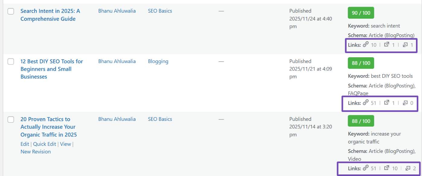 See link counts in bulk