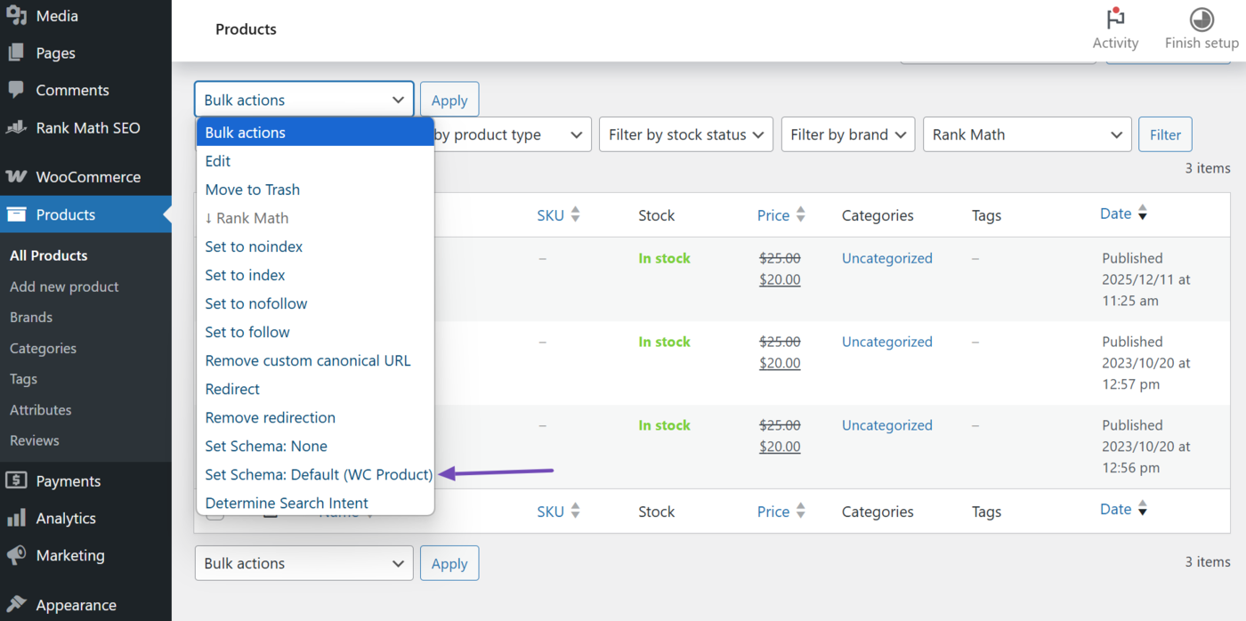 Select Set Schema Default (WC Product)