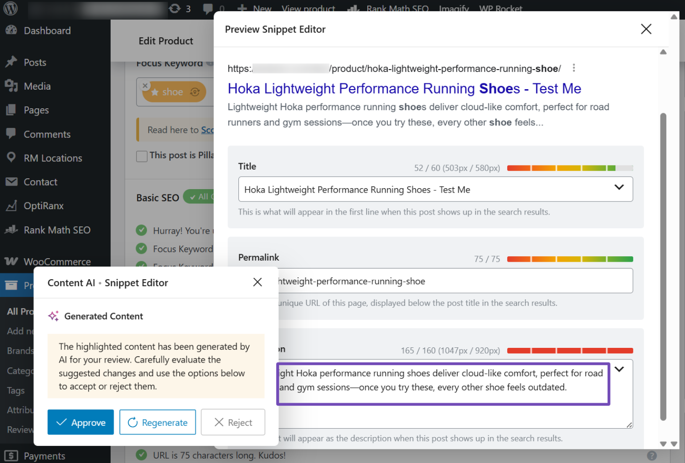 Use Fix with AI button in products