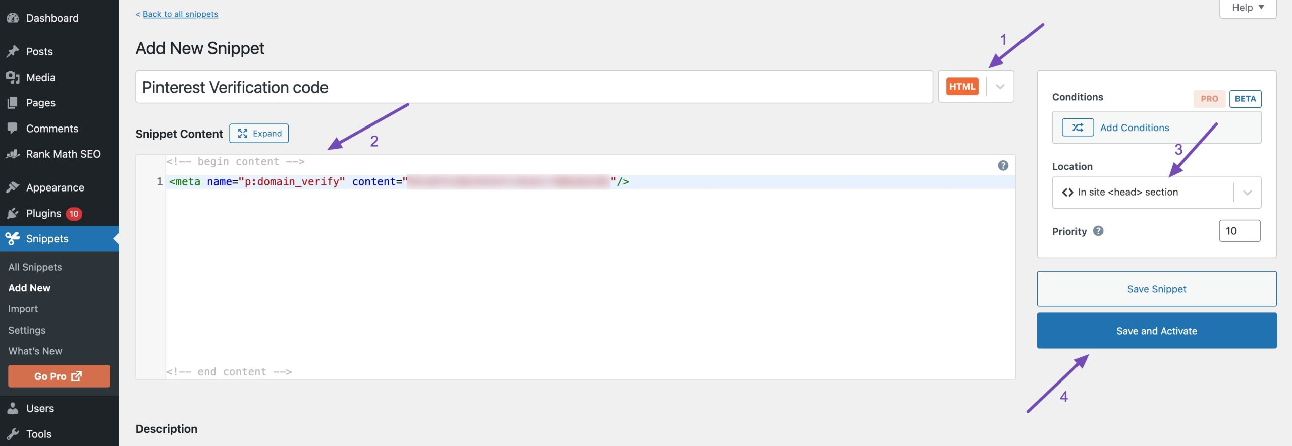 Add the code snippet