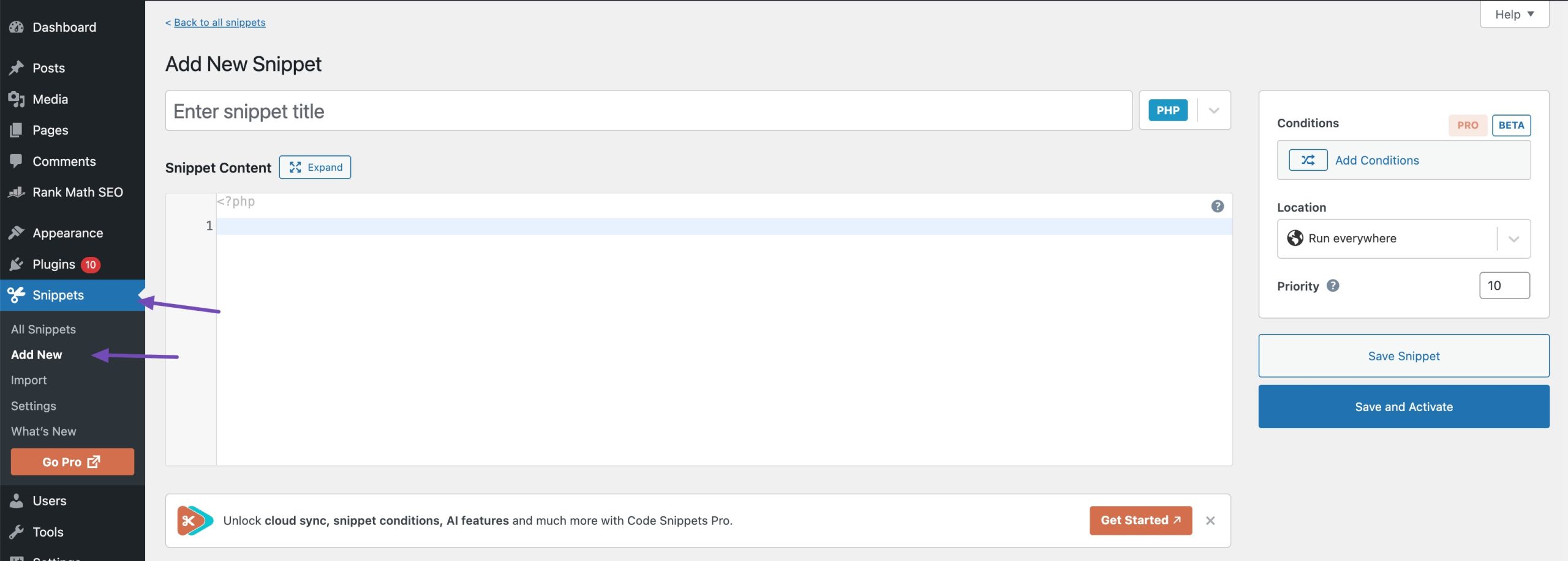 Add new code snippet