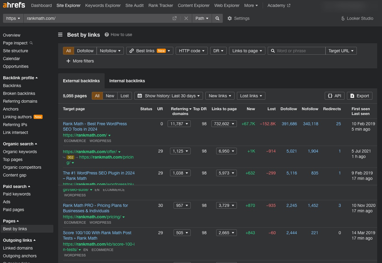 Backlink analysis in Semrush