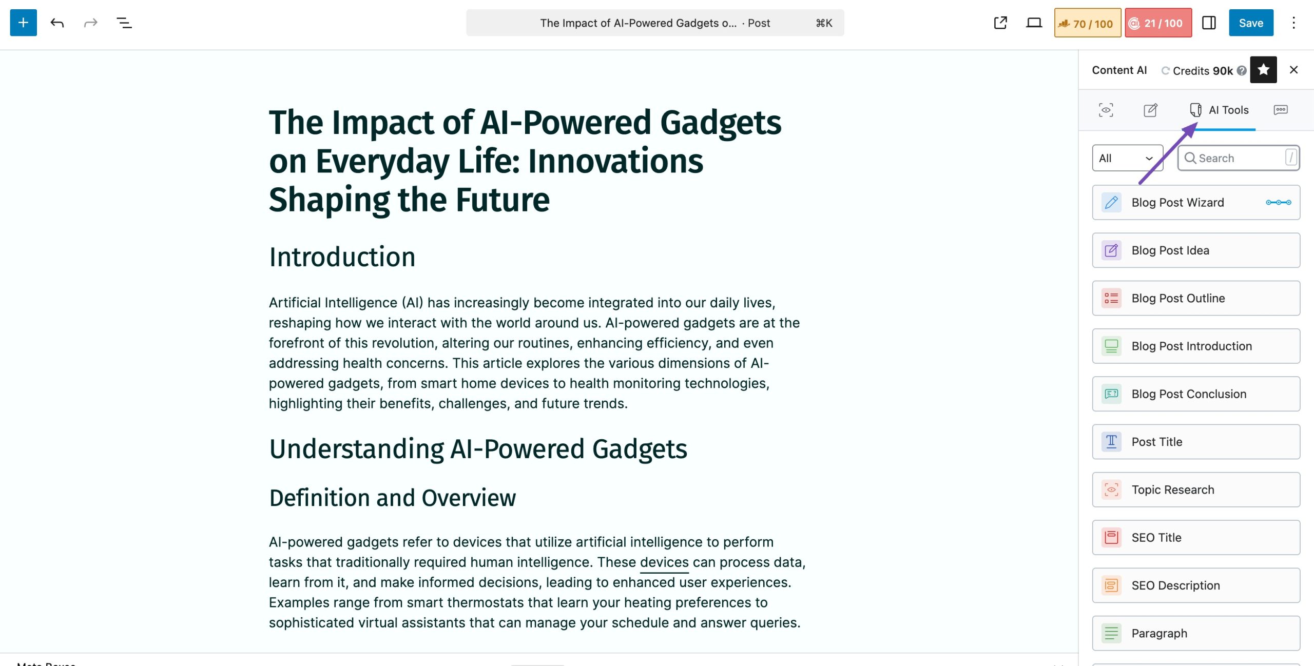 AI tools in Rank Math