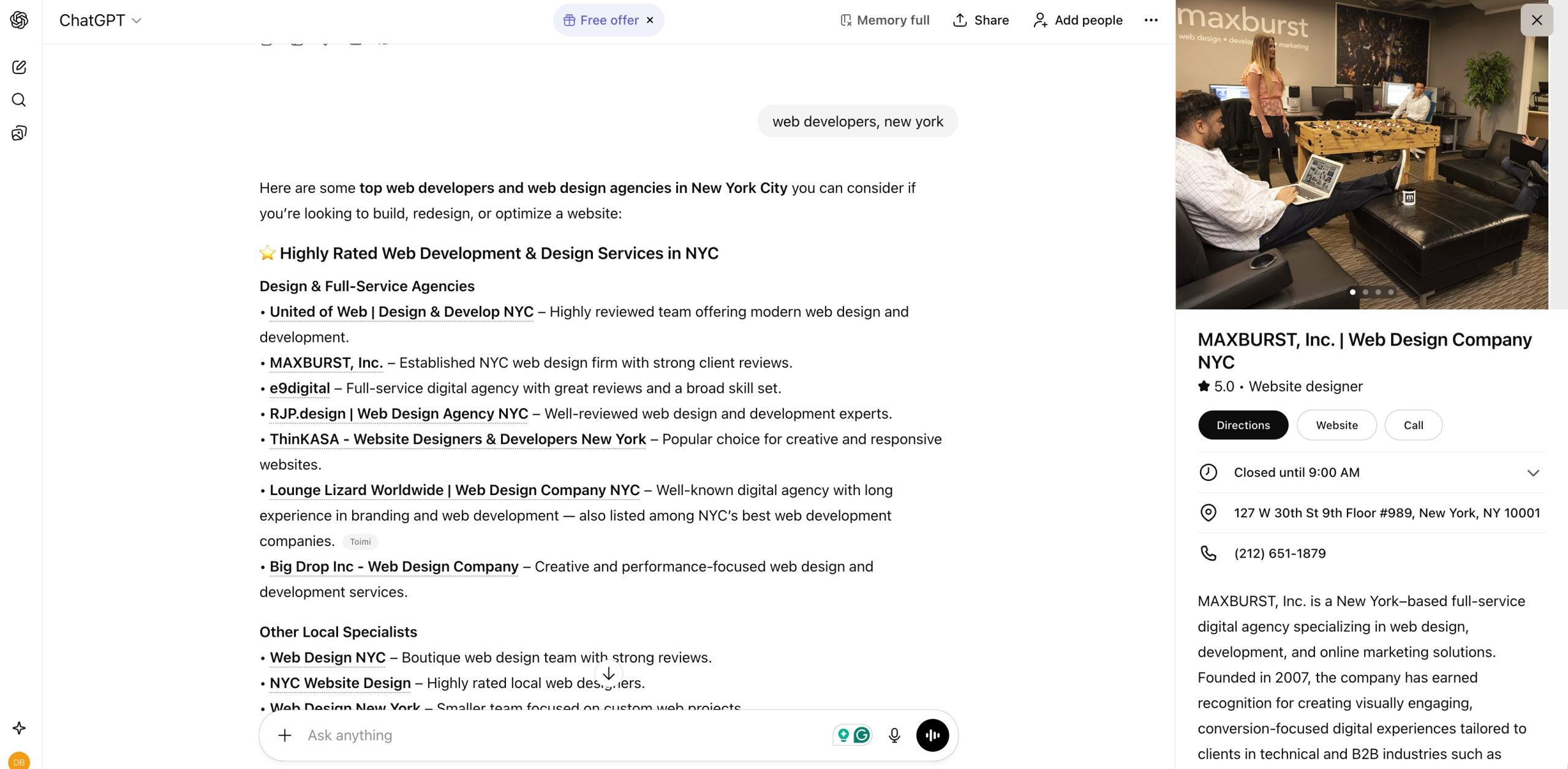 ChatGPT knowledge base