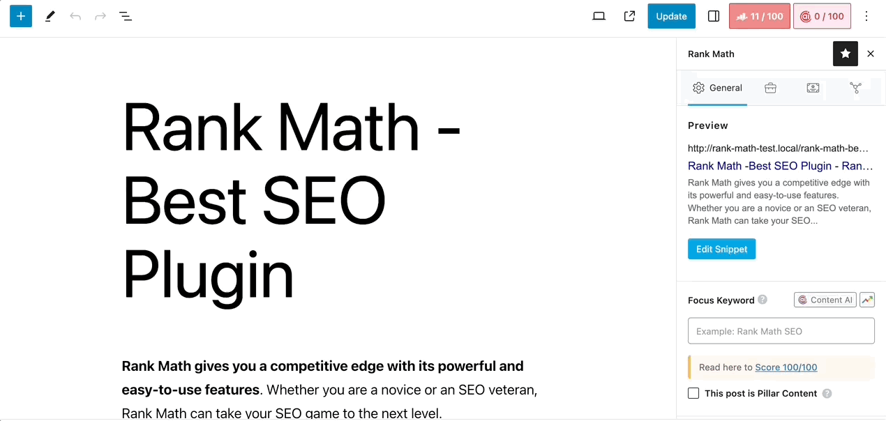 Content AI - Rank Math's content analysis tool