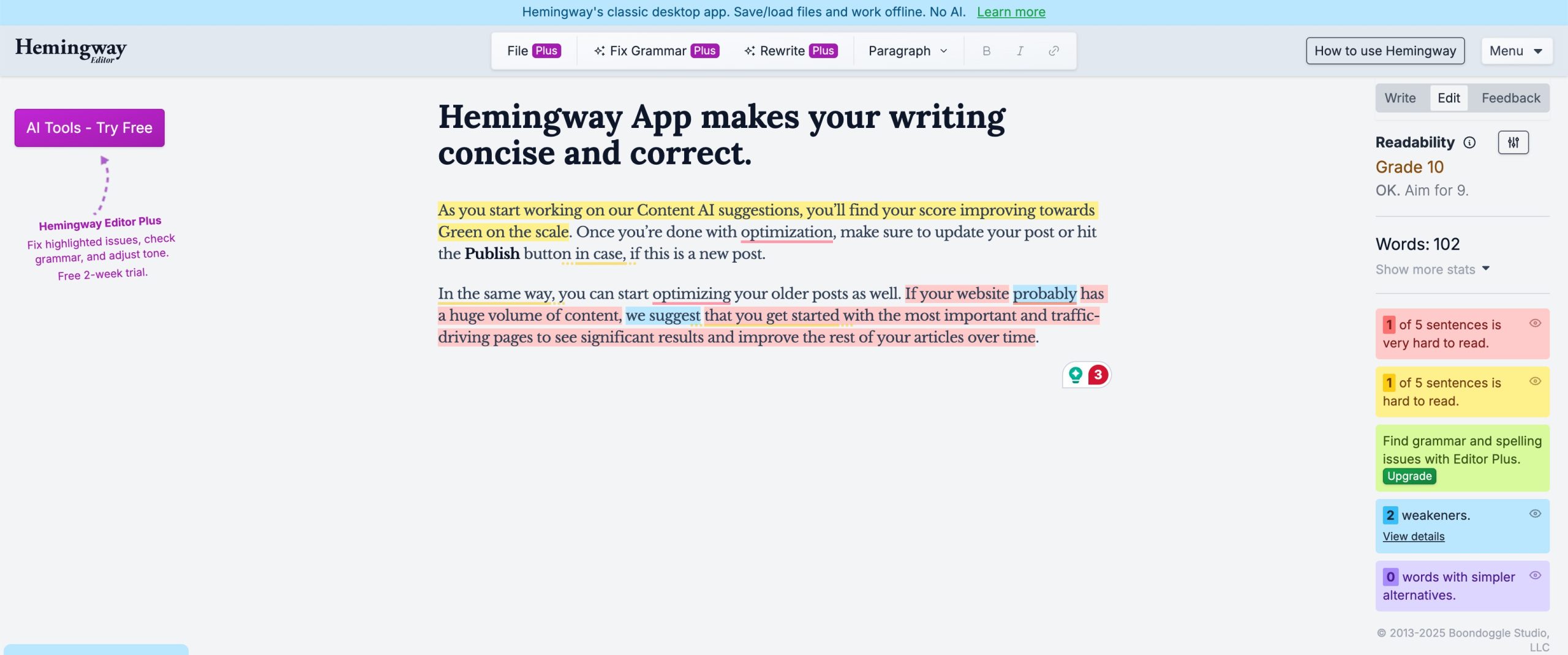 Hemingway editor