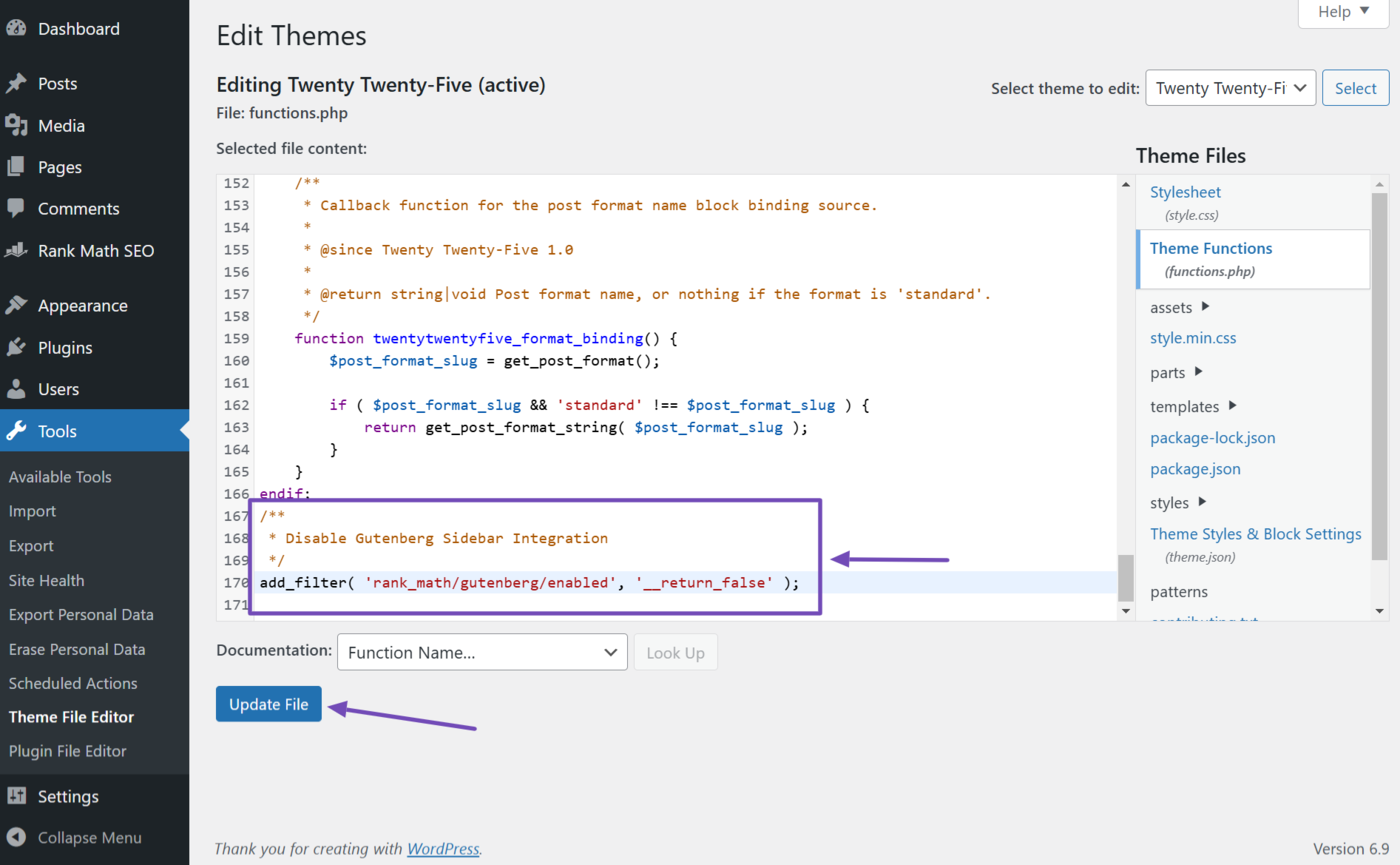 Add the filter and click Update File 