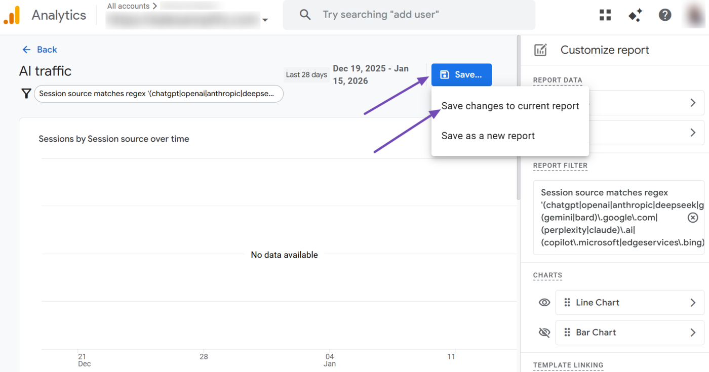 Click Save and Save changes to current report