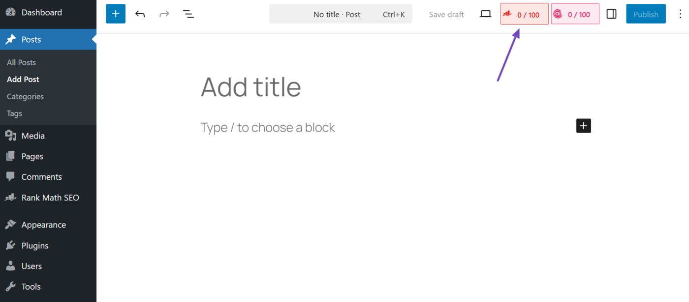 Click the Rank Math SEO icon