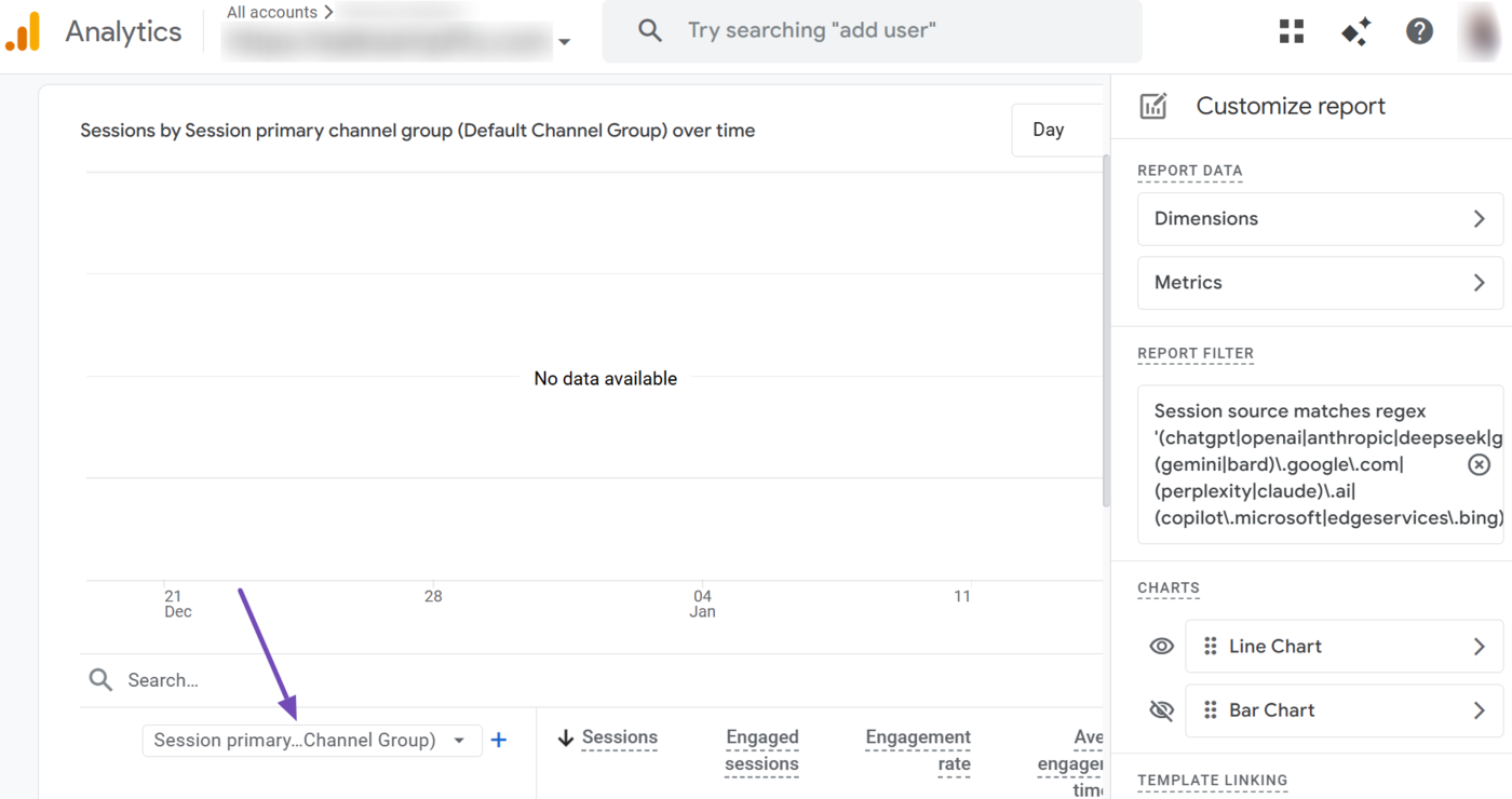 Click the Session dimension dropdown