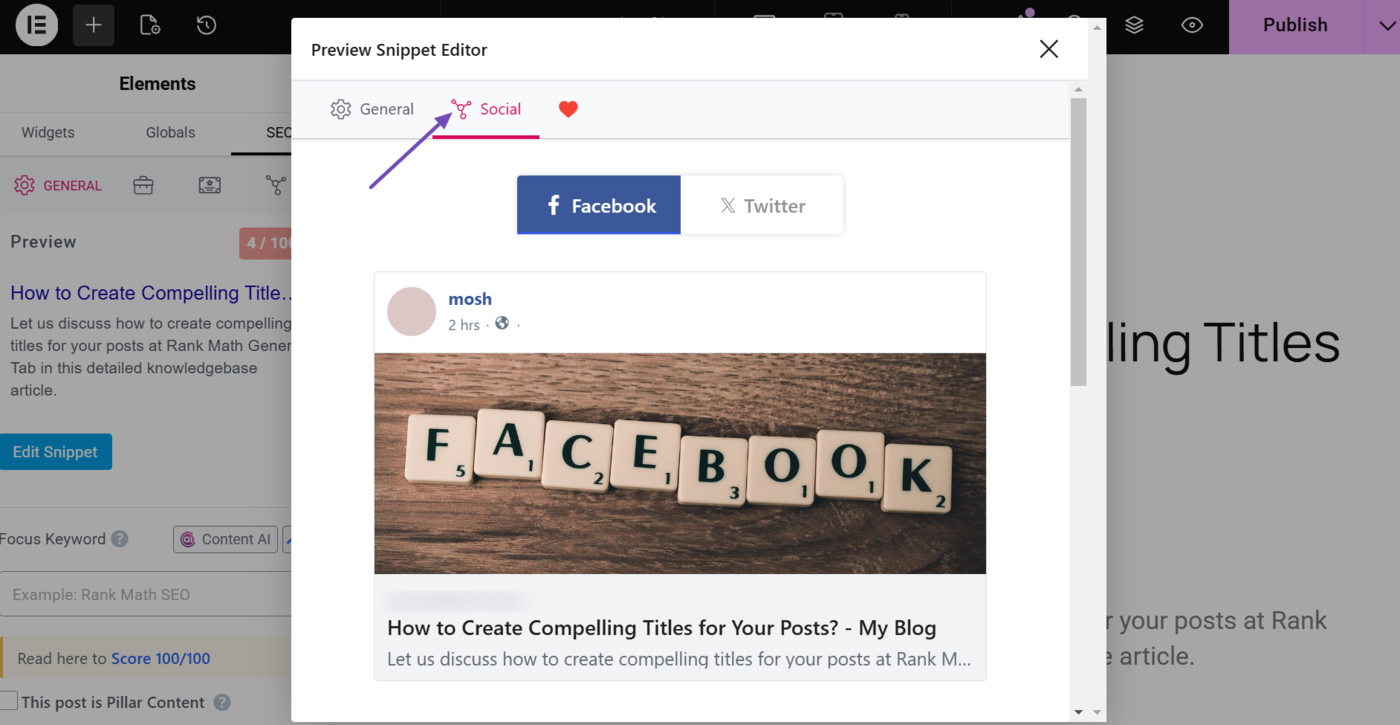 Elementor Edit Social Graph details