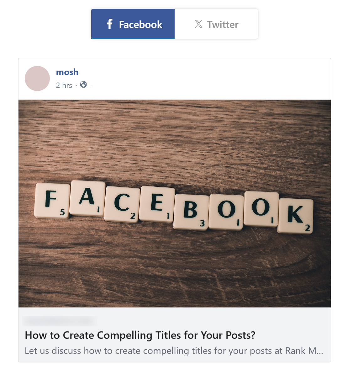 Facebook sharing preview