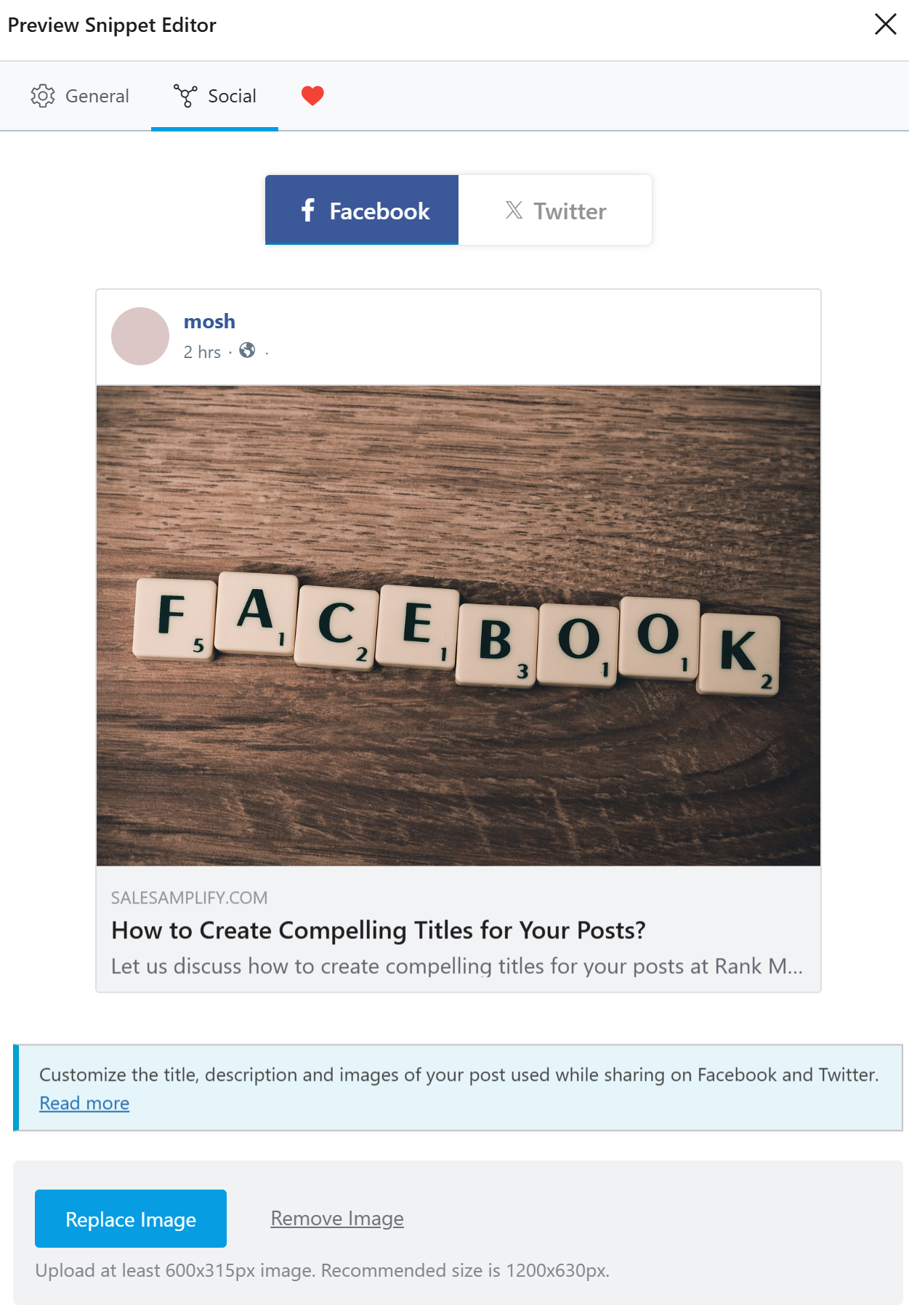 Image uploaded for Facebook sharing