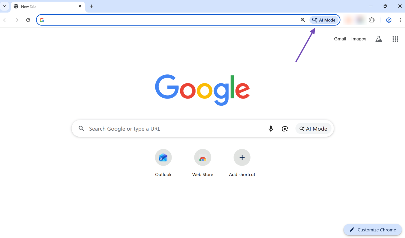 Overview of Google AI Mode in the Chrome Omnibox