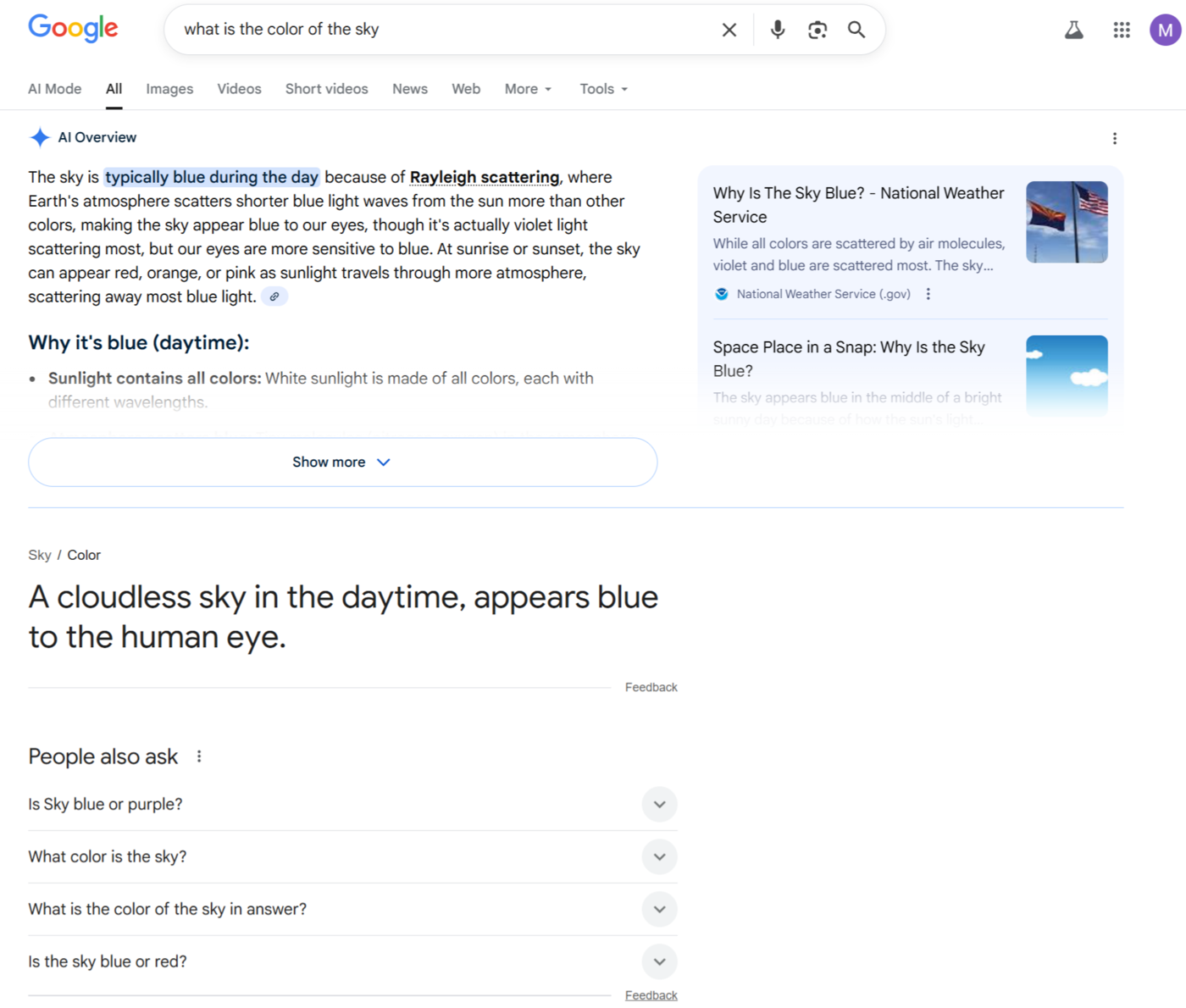 Sample of the above the fold area without an organic result