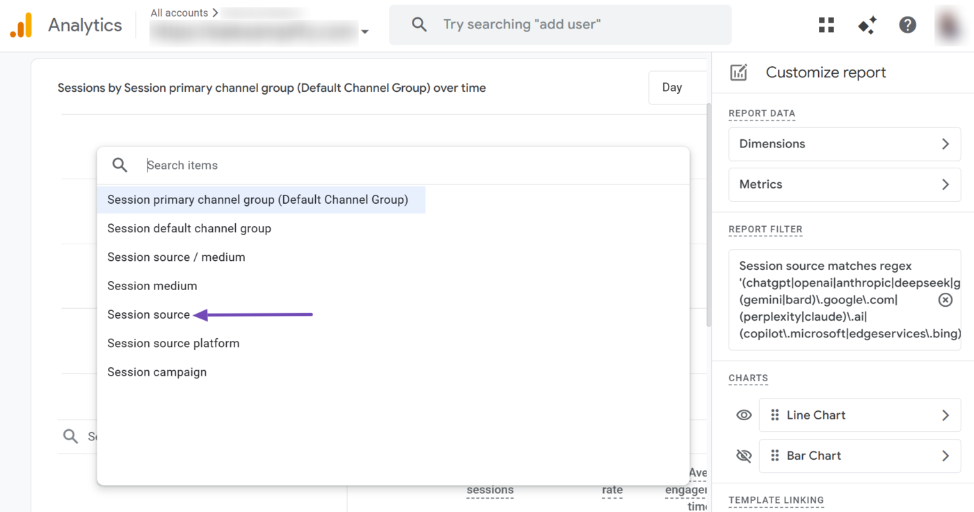 Select Session source