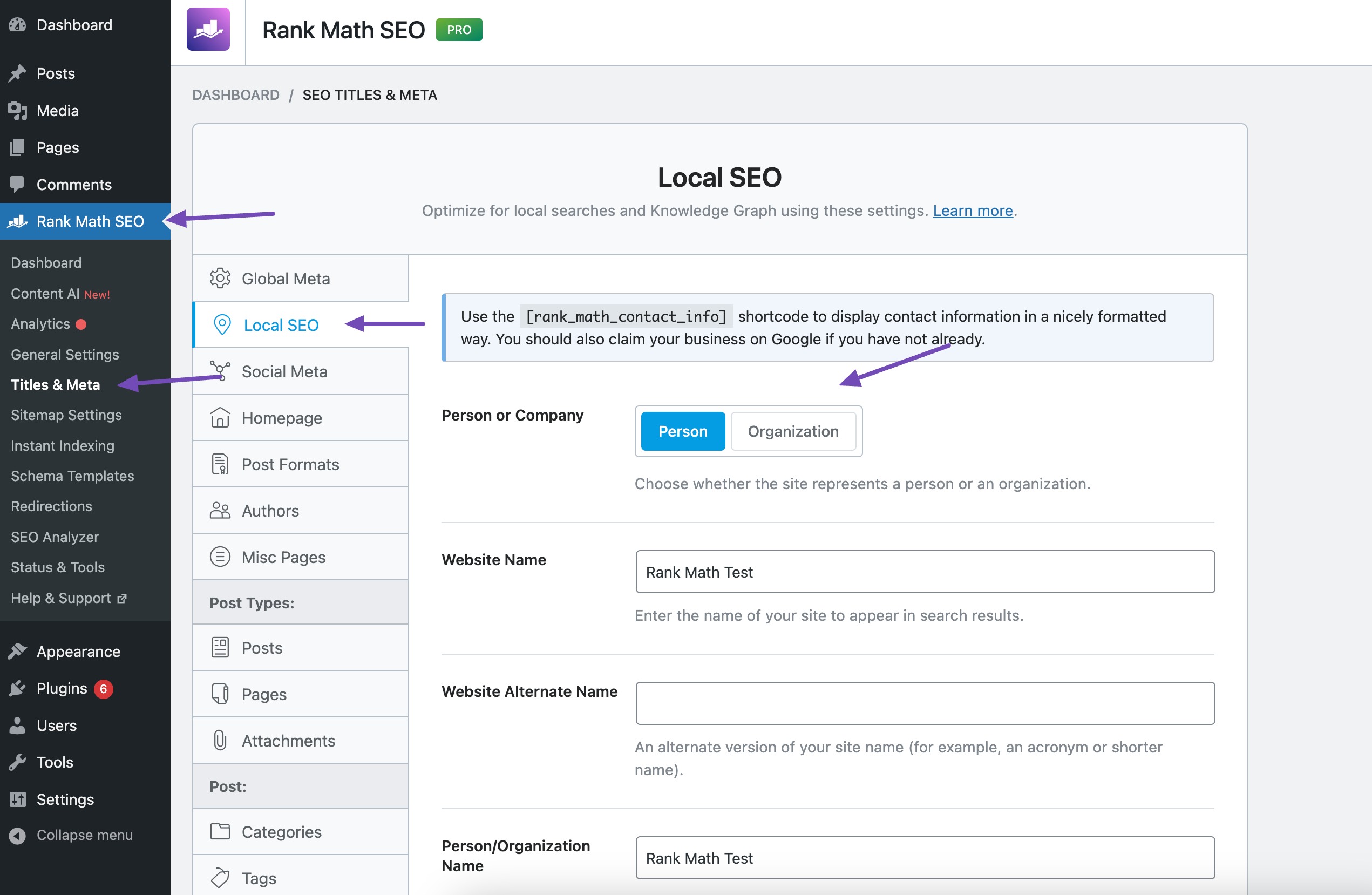 Local SEO Settings in Rank Math