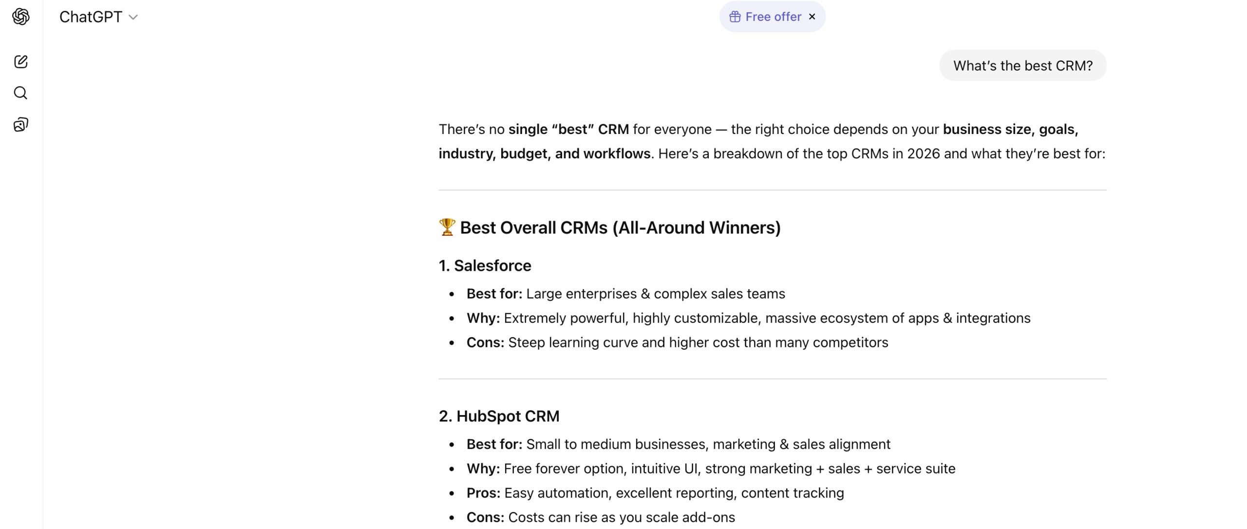 Salesforce example in AI tool