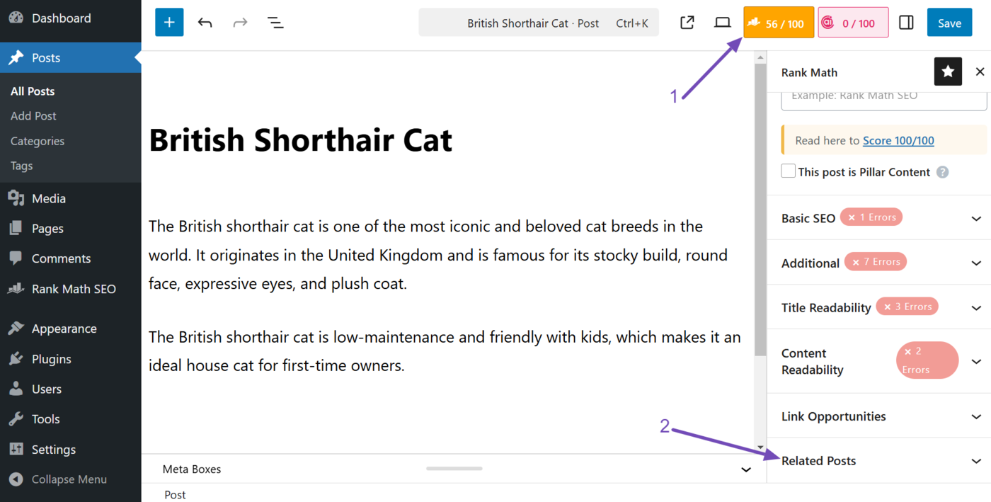 Head to Related Posts in Rank Math SEO