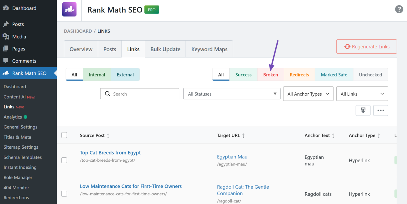 Overview of your link status