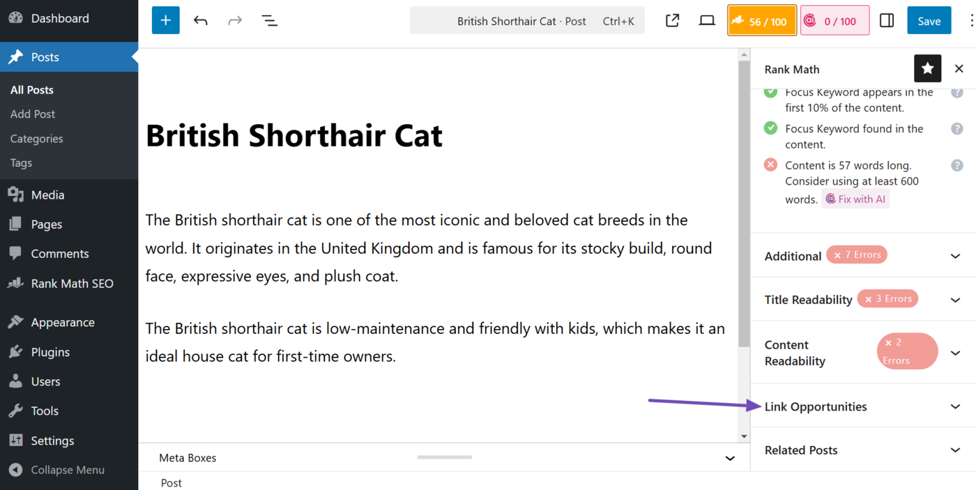 Scroll down and click Link Opportunities