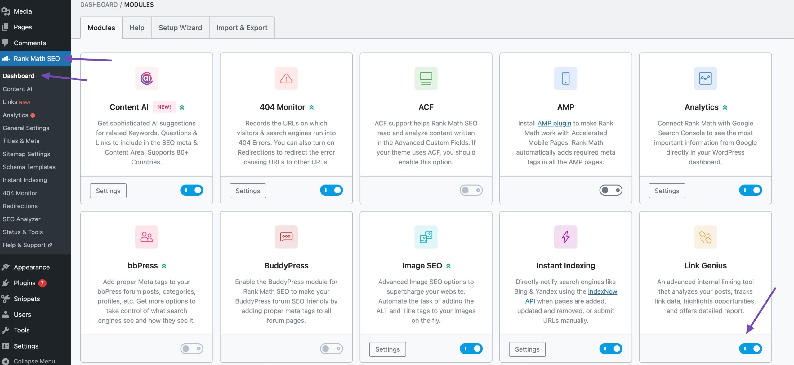 Enable AI Link Genius module