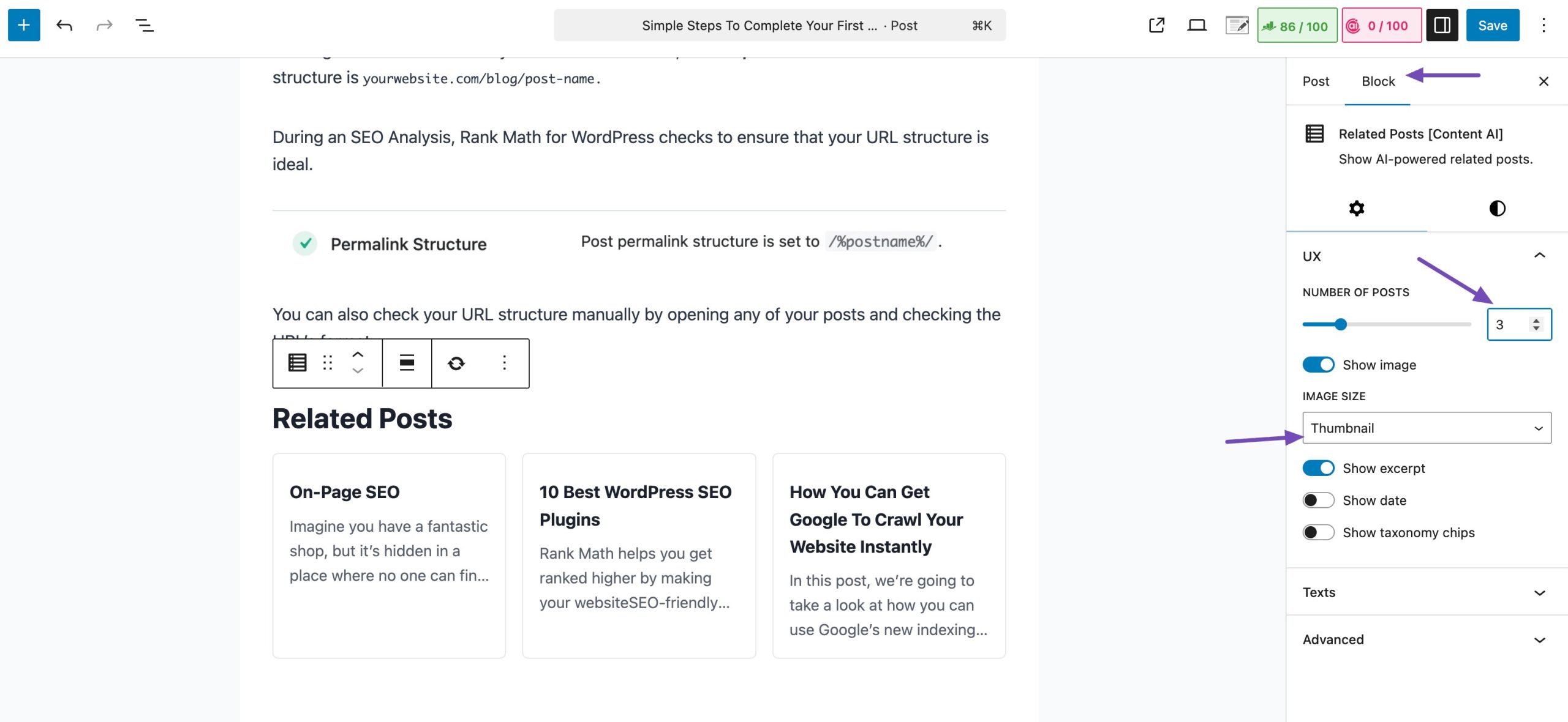 customize posts block