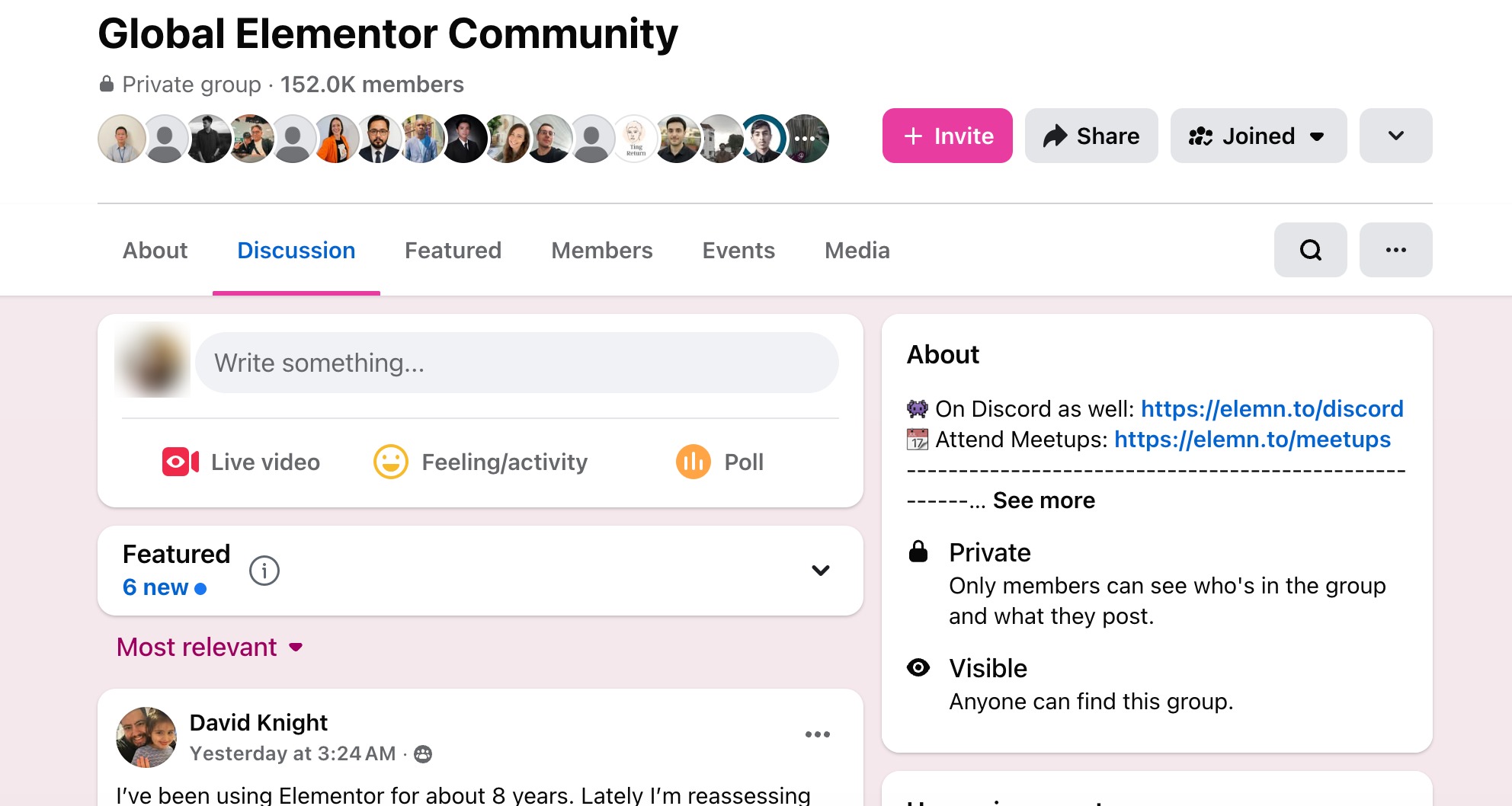 Elementor community example