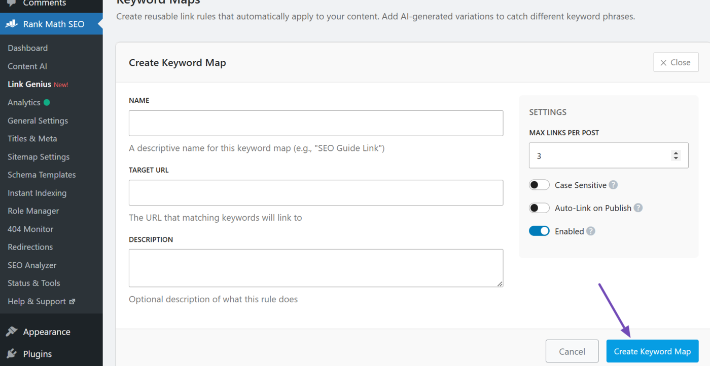 Click Create keyword map