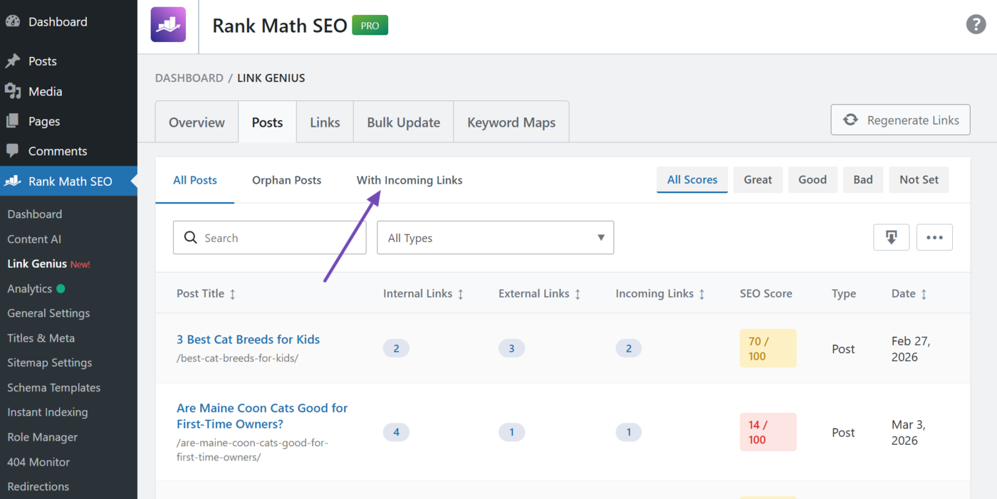 Click With incoming links